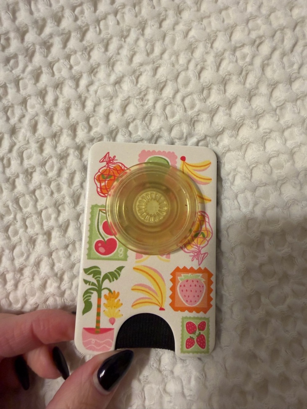 PopSocket Phone Grip with Yellow Clear PopGrip and Fruit Stamp Design, MagSafe!